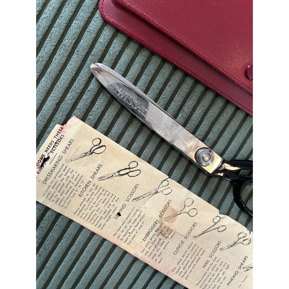 Vintage‎ Wiss Pinking Shears with Red Leather Case - Vintage Sewing Scissors
